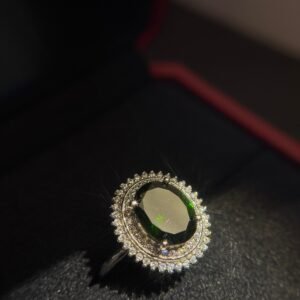 3.25 Ct Natural Diopside Ring in 925 Silver - Adjustable Oval Cut May Birthstone Jewelry, Healing Crystal Ring for Women, Perfect Gift for Mother/Wife/Girlfriend