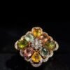 3.6 Carat Natural Multicolor Tourmaline Ring in 925Rose Gold Silver - Teardrop Cut October Birthstone Ring with Zircon Accents, Adjustable Healing Crystal Jewelry Gift for Women - 图片 2