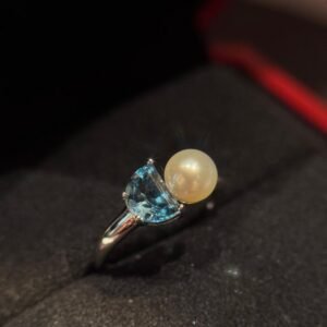 Natural Pearl Ring for Women, 1.25 Carat Center Stone, 925 Sterling Silver Band, Accented with White Topaz – Elegant & Timeless Jewelry Gift