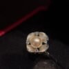 Natural Pearl Ring – 2 Carat Round-Cut Pearl with Zircon Accents | 925 Sterling Silver with Brushed Finish - 图片 2