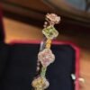 Natural Multicolor Tourmaline Bracelet  Rose Gold Silver - Round Gemstone Bangle with Zircon Accents, October Birthstone Healing Jewelry Gift for Women - 图片 2