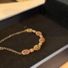 Natural Tourmaline Bracelet  Rose Gold Silver - Oval Cut Gemstone Chain with Zircon Accents, October Birthstone Healing Jewelry Gift for Women - 图片 2