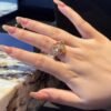 3.6 Carat Natural Multicolor Tourmaline Ring in 925Rose Gold Silver - Teardrop Cut October Birthstone Ring with Zircon Accents, Adjustable Healing Crystal Jewelry Gift for Women - 图片 4